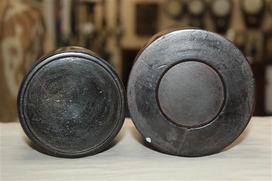 Two Chinese graduated huang huali brush pots, 18th century, 12.5cm and 15.2cm